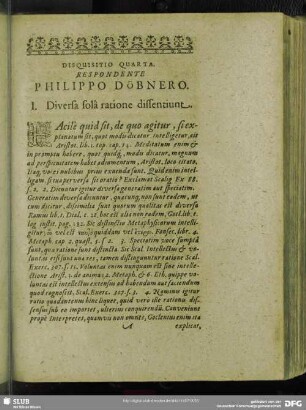 Disquisitio Quarta. Respondente Philippo Döbnero