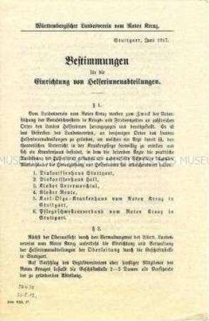 Bestimmungen des Roten Kreuzes für Helferinnen