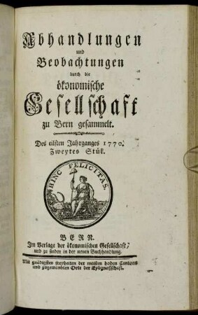 Des eilften Jahrganges 1770. Zweytes Stük