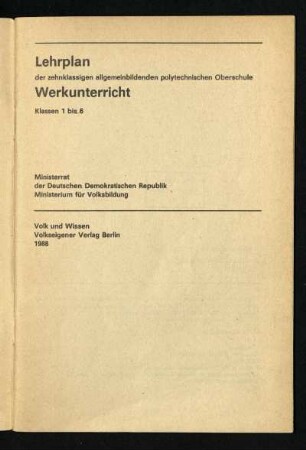 1988: Klassen 1 bis 6