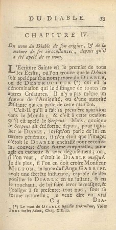 Chapitre IV. Du nom du Diable de son origine, & de la nature de ses circonstances, depuis qu'il a été apelé de ce nom,