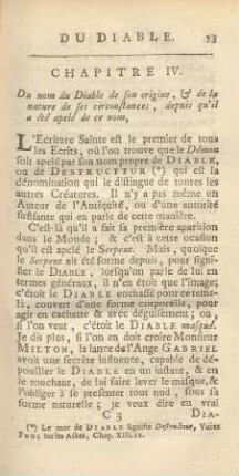 Chapitre IV. Du nom du Diable de son origine, & de la nature de ses circonstances, depuis qu'il a été apelé de ce nom,