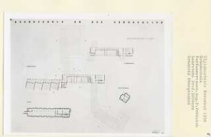 Grundschule an der Bundesallee, Berlin-Wilmersdorf (Diplomarbeit bei Kurt Dübbers): Grundrisse Kellerwohnung, Kellergeschoss und 1. - 2. Obergeschoss 1:200