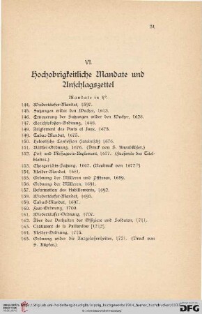VI. Hochobrigkeitliche Mandate und Anschlagszettel (Nr. 144 - 242)