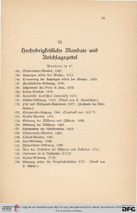 VI. Hochobrigkeitliche Mandate und Anschlagszettel (Nr. 144 - 242)