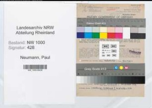 Entnazifizierung Paul Neumann, geb. 29.06.1891 (Postsekretaer)