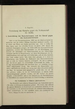 1. Kapitel. Fortsetzung des Kampfes gegen die Vorherrschaft der Antike.