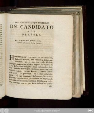 Praenobilissimo Atque Doctissimo Dn. Candidato ...
