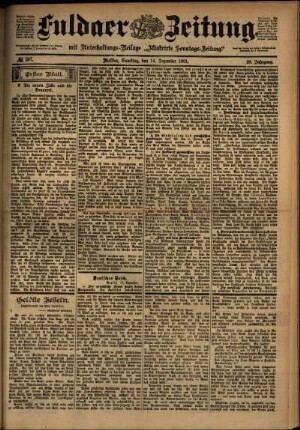Erste Ausgabe vom Samstag, den 14. Dezember 1901.