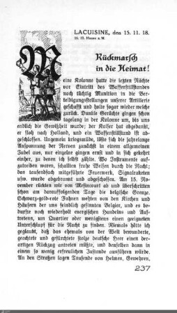 Rückmarsch in die Heimat!