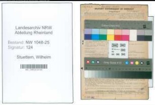 Entnazifizierung Wilhelm Stuettem , geb. 24.09.1898 (Vertreter)