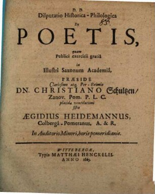 Diss. hist. philol. de poetis