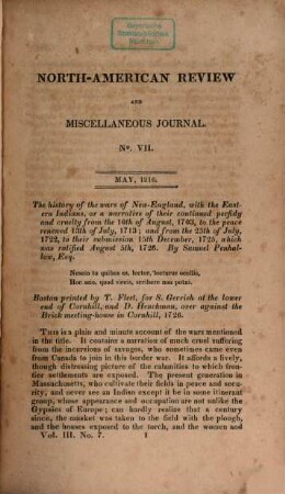 The North American review and miscellaneous journal, 3. 1816
