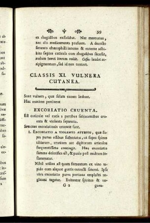 Classis XI. Vulnera Cutanea.