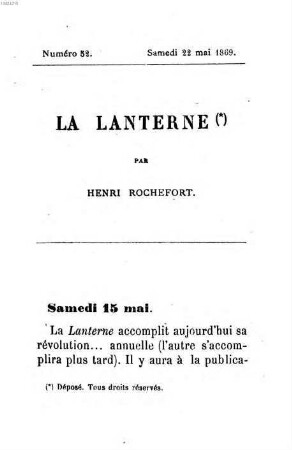 La lanterne. 52. 1869, 22. Mai
