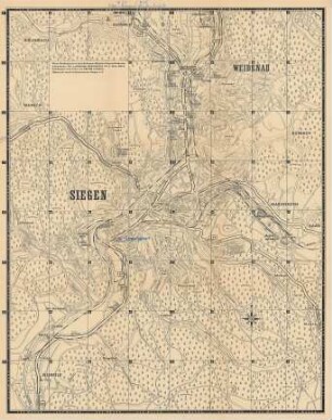 Straßenkarten aus Bollmann Bildband Siegen-Weidenau, Siegen mit blauem Aufdruck "Tagungsort" im Bereich Eintracht, überreicht durch Verkehrsverein Siegen e.V., Stadtplan Bollmann