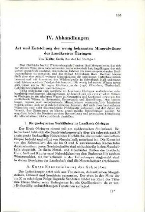 Art und Entstehung der wenig bekannten Mineralwässer des Landkreises Öhringen