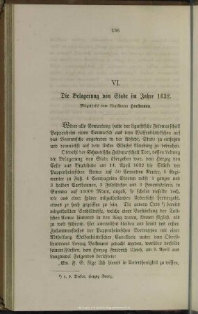 VI. Die Belagerung von Stade im Jahre 1632