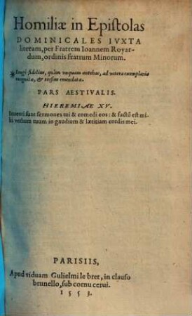 Homiliae in omnes Epistolas Dominicales Ivxta literam, 2. Pars Aestivalis