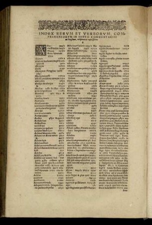Index Rerum Et Verborum, Comprehensorum In Servii Commentariis Vergilium, utilissimus & copiosissimus.
