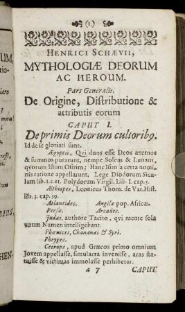 Pars Generalis. De Origine, Distributione & attributis eorum.