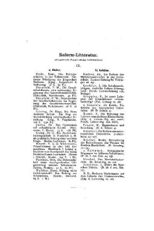 Reform-Litteratur : IX.
