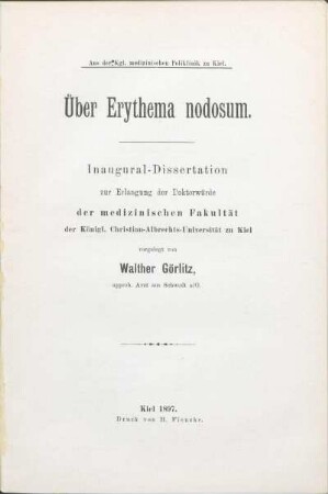 Über Erythema nodosum