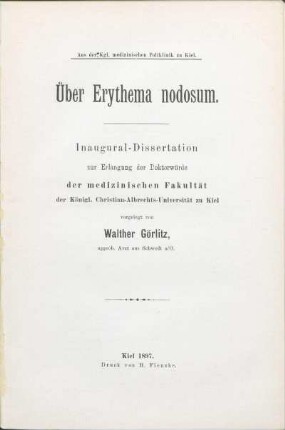 Über Erythema nodosum