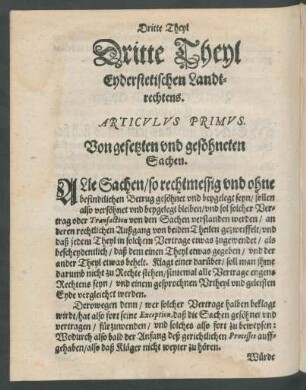 Dritte Theyl Eyderstetischen Landtrechtens.