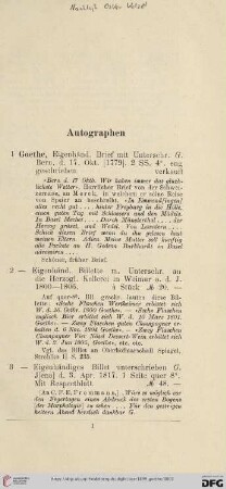 Autographen (Nr.1-9)