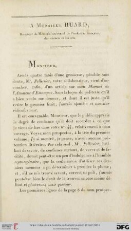 [Lettre] à Monsieur Huard