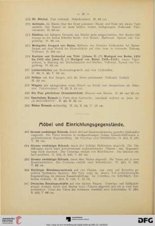 Möbel und Einrichtungsgegenstände (Nr. 283-355)