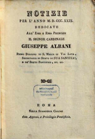 Notizie : per l'anno ..., 1829