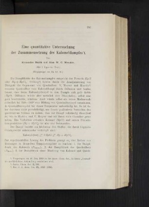 Eine quantitative Untersuchung der Zusammensetzung des Kalomeldampfes.