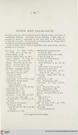 Index and Catalogue