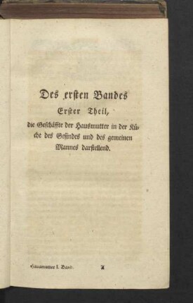 Des ersten Bandes Erster Theil