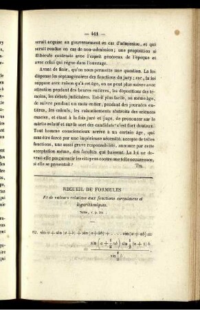 Recueil des formules.