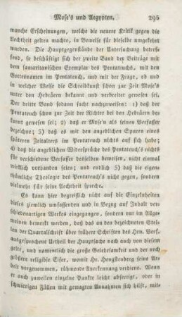 295-305 [Rezension] Hengstenberg, Ernst Wilhelm, Die Bücher Mose's und Aegypten