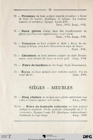 Sièges – Meubles (Nr. 76-99)