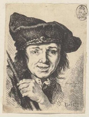 Bildnis eines Mannes mit Stab, aus der Folge "Prove d'aqua forte" oder "Têtes et Croquis", Bl. II