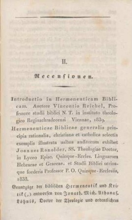 605-621 [Rezension] Reichel, Vincentio, Introductio in Hermeneuticam Biblicam