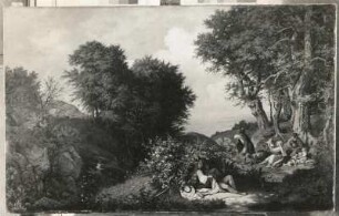 Gemälde "Junilandschaft mit dem Regenbogen" (1859, L. Richter; Leinwand; 0,96 x 1,51 m; Staatliche Kunstsammlungen Dresden (SKD))