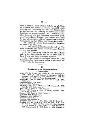 Veränderungen im Mitgliederbestand