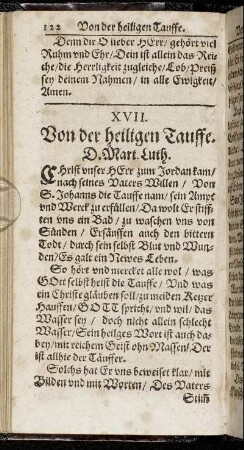 XVII. Von der heiligen Tauffe.