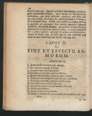 Caput IV. De Fine Effectu Armorum.