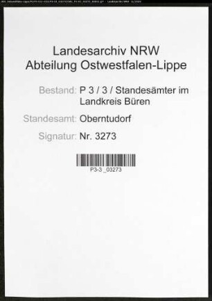 Sterberegister Standesamt Oberntudorf