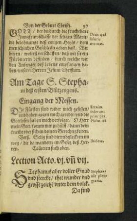 Am Tage S. Stephani deß ersten Blutzeugens.