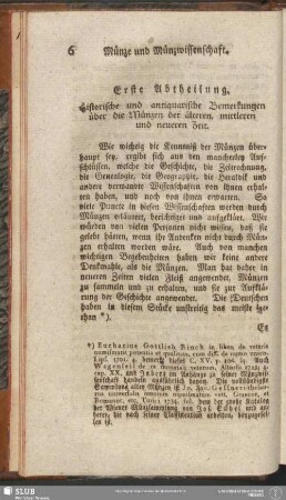 Erste Abtheilung. Historische und antiquarische Bemerkungen über die Münzen der älteren, mittleren und neueren Zeit
