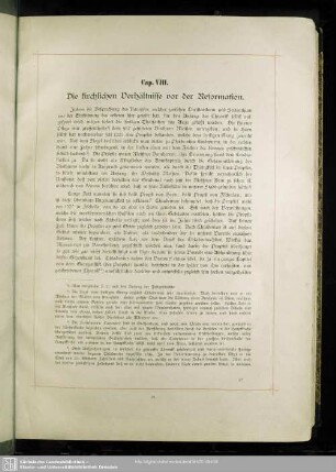 Cap. VIII. Die kirchlichen Verhältnisse vor der Reformation