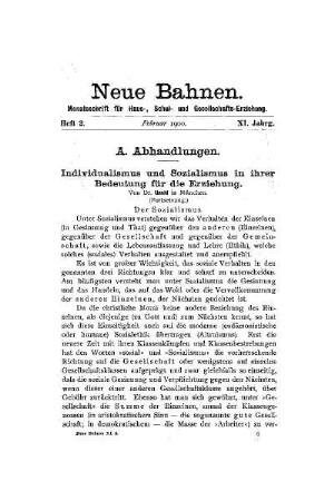 Individualismus und Sozialismus in ihrer Bedeutung für die Erziehung : (Fortsetzung)